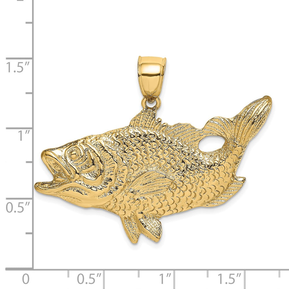 10K Yellow Gold 10K Open Mouth Bass Fish Charm