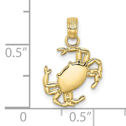 10K Yellow Gold 10K 2-D Polished Crab Charm