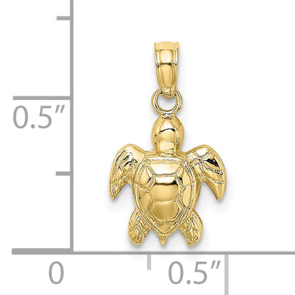 10K Yellow Gold 10K Textured Mini Sea Turtle Charm