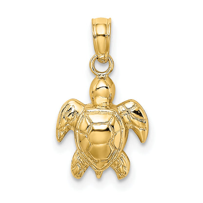 10K Yellow Gold 10K Textured Mini Sea Turtle Charm