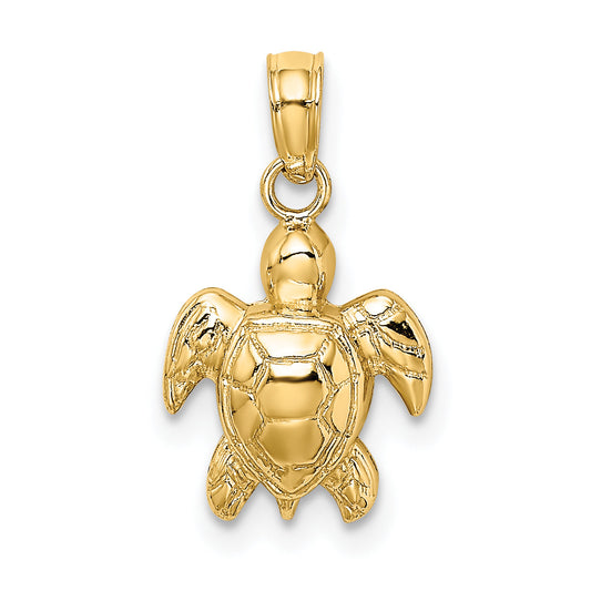 10K Yellow Gold 10K Textured Mini Sea Turtle Charm