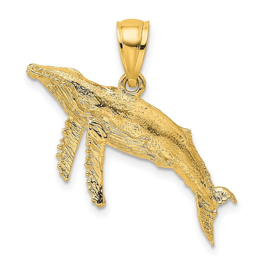 10K Yellow Gold 10K 2-D Textured Whale Charm