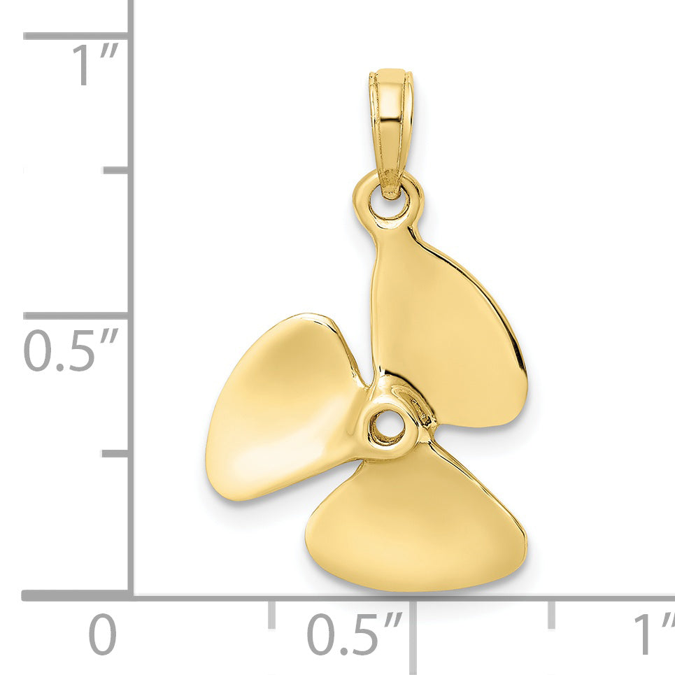 10K Yellow Gold 10K 3-D Polished Three Blade Propeller Charm