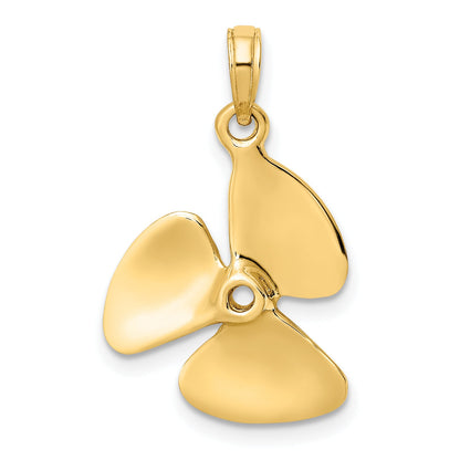 10K Yellow Gold 10K 3-D Polished Three Blade Propeller Charm
