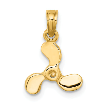 10K Yellow Gold 10K 3-D Polished Mini Three Blade Propeller Charm