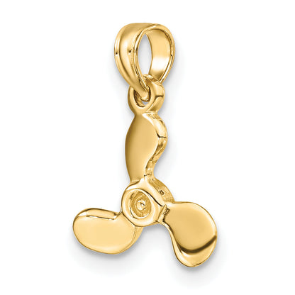 10K Yellow Gold 10K 3-D Polished Mini Three Blade Propeller Charm