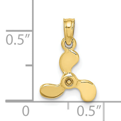 10K Yellow Gold 10K 3-D Polished Mini Three Blade Propeller Charm