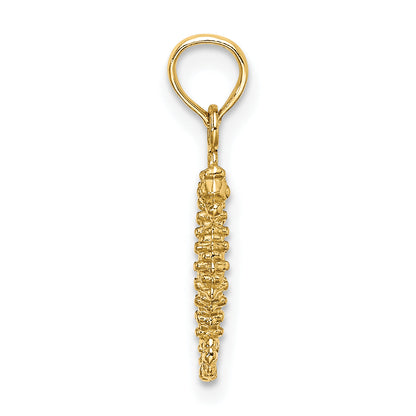10K Yellow Gold 10K 3-D Mini Seahorse Charm