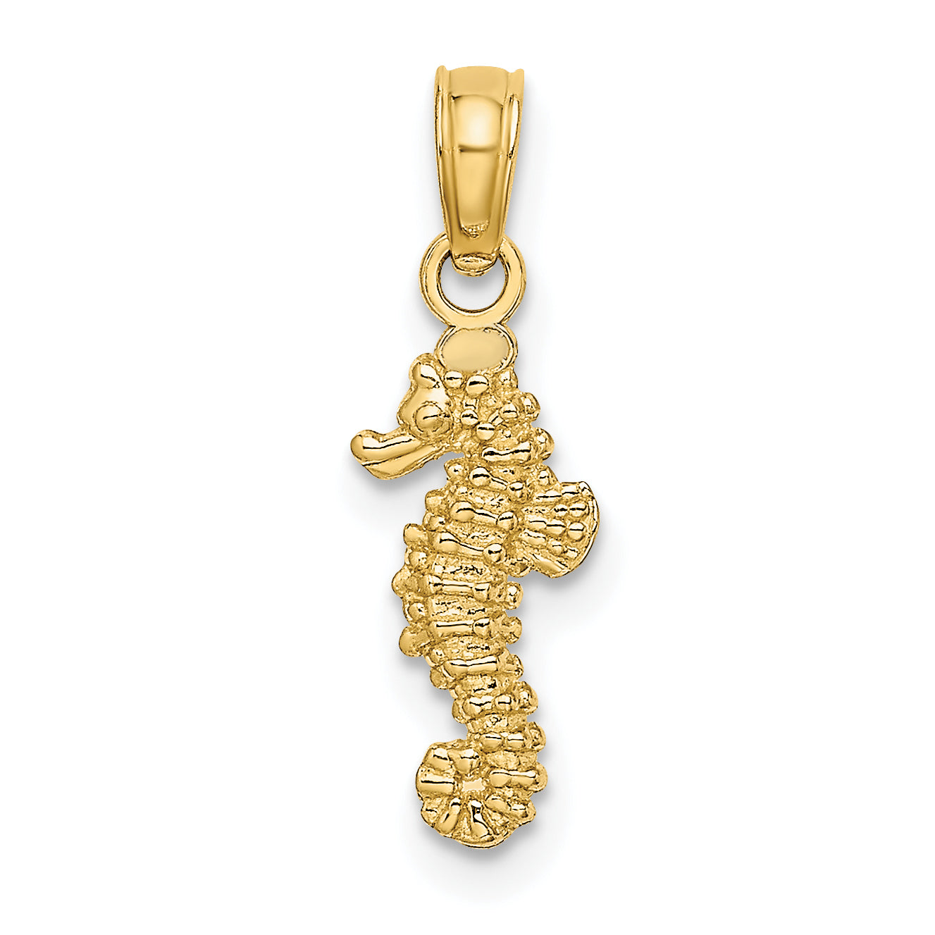 10K Yellow Gold 10K 3-D Mini Seahorse Charm