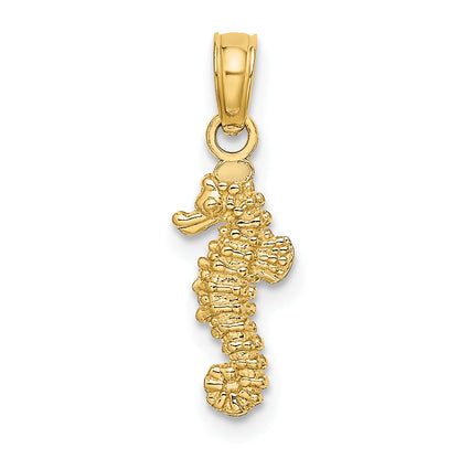 10K Yellow Gold 10K 3-D Mini Seahorse Charm