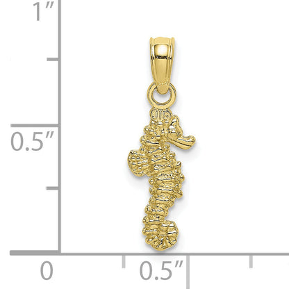 10K Yellow Gold 10K 3-D Mini Seahorse Charm
