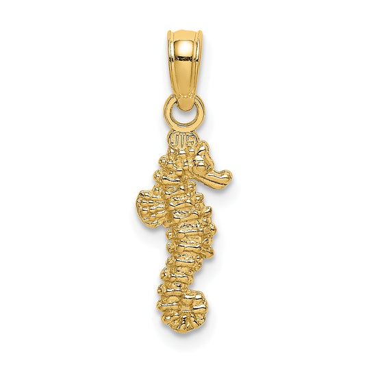 10K Yellow Gold 10K 3-D Mini Seahorse Charm