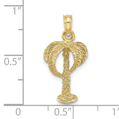 10K Yellow Gold 10K 2-D Palm Tree W/ Coconuts Charm
