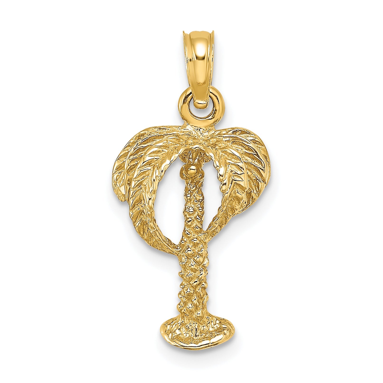 10K Yellow Gold 10K 2-D Palm Tree W/ Coconuts Charm