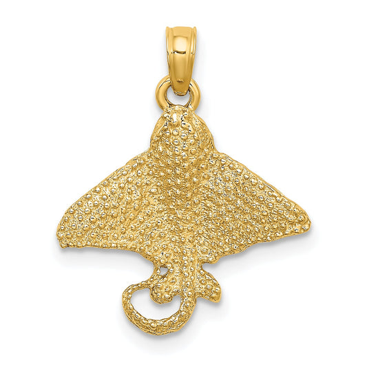 10K Yellow Gold 10K Textured Spotted Eagle Ray Charm