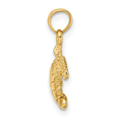 10K Yellow Gold 10K 3-D Mini Sea Turtle Charm