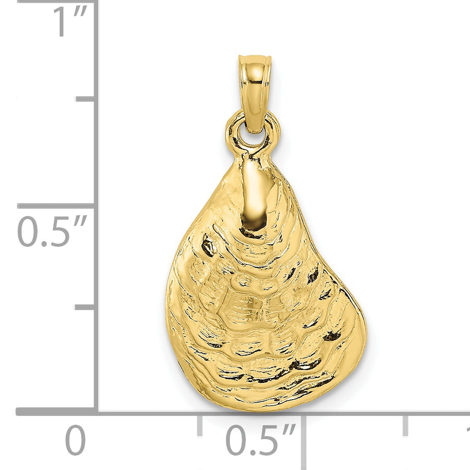 10K Yellow Gold 10K 2-D Textured / Polished Oyster Shell Charm