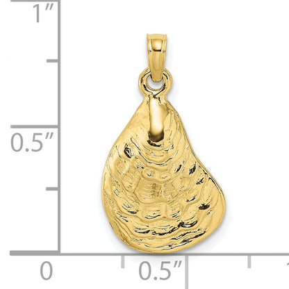 10K Yellow Gold 10K 2-D Textured / Polished Oyster Shell Charm