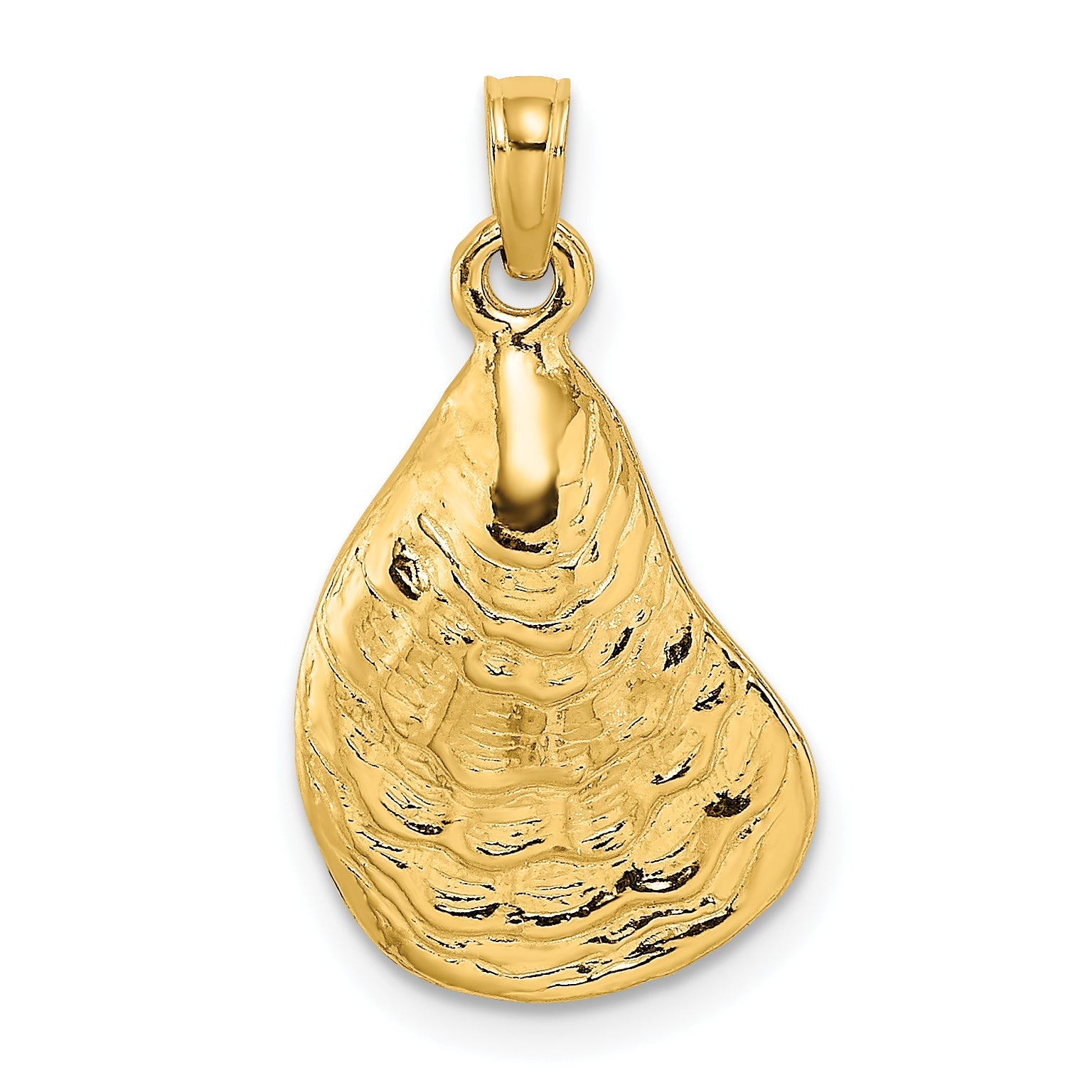 10K Yellow Gold 10K 2-D Textured / Polished Oyster Shell Charm