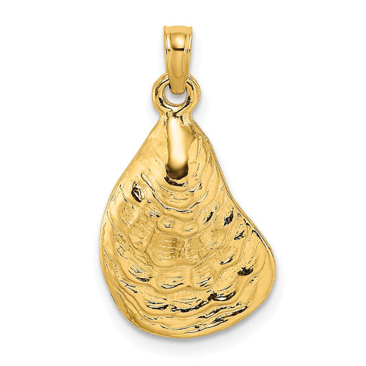10K Yellow Gold 10K 2-D Textured / Polished Oyster Shell Charm