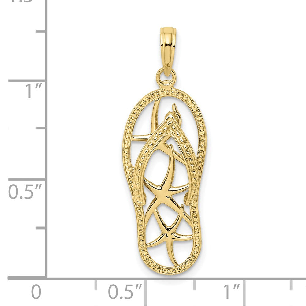 10K Yellow Gold 10K Multi Starfish Flip-Flop Charm