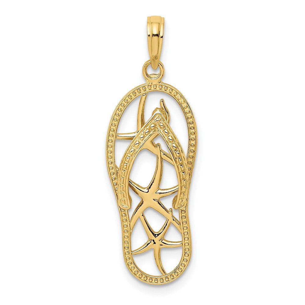 10K Yellow Gold 10K Multi Starfish Flip-Flop Charm