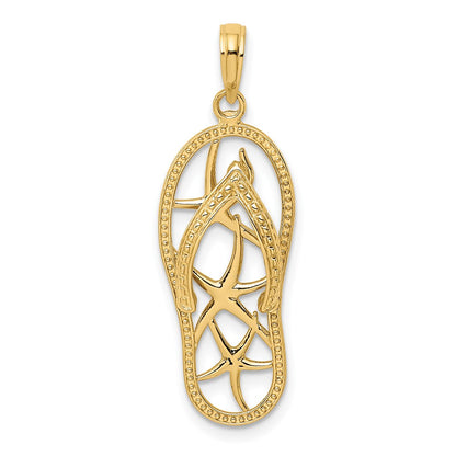 10K Yellow Gold 10K Multi Starfish Flip-Flop Charm