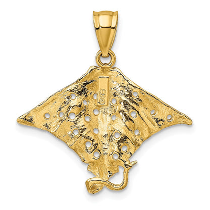 10K Yellow Gold 10K 2-D Spotted Eagle Ray W/ Holes Charm