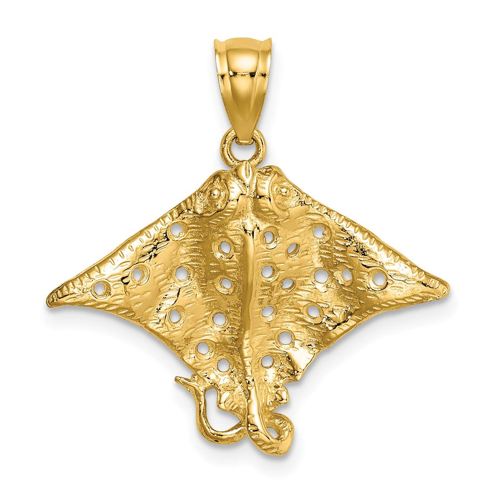 10K Yellow Gold 10K 2-D Spotted Eagle Ray W/ Holes Charm
