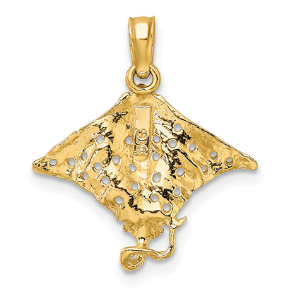 10K Yellow Gold 10K 2-D Spotted Eagle Ray W/ Holes Charm