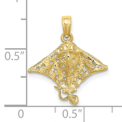 10K Yellow Gold 10K 2-D Spotted Eagle Ray W/ Holes Charm