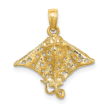10K Yellow Gold 10K 2-D Spotted Eagle Ray W/ Holes Charm