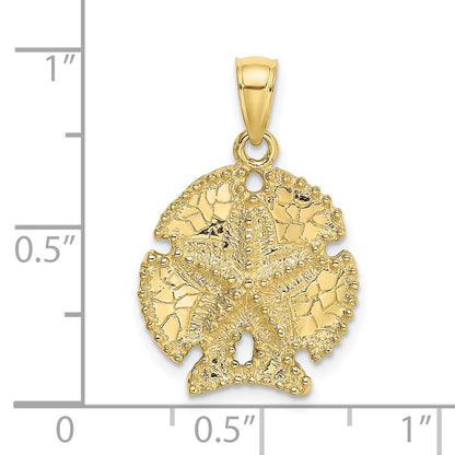 10K Yellow Gold 10K 2-D Sand Dollar W/ Star Charm