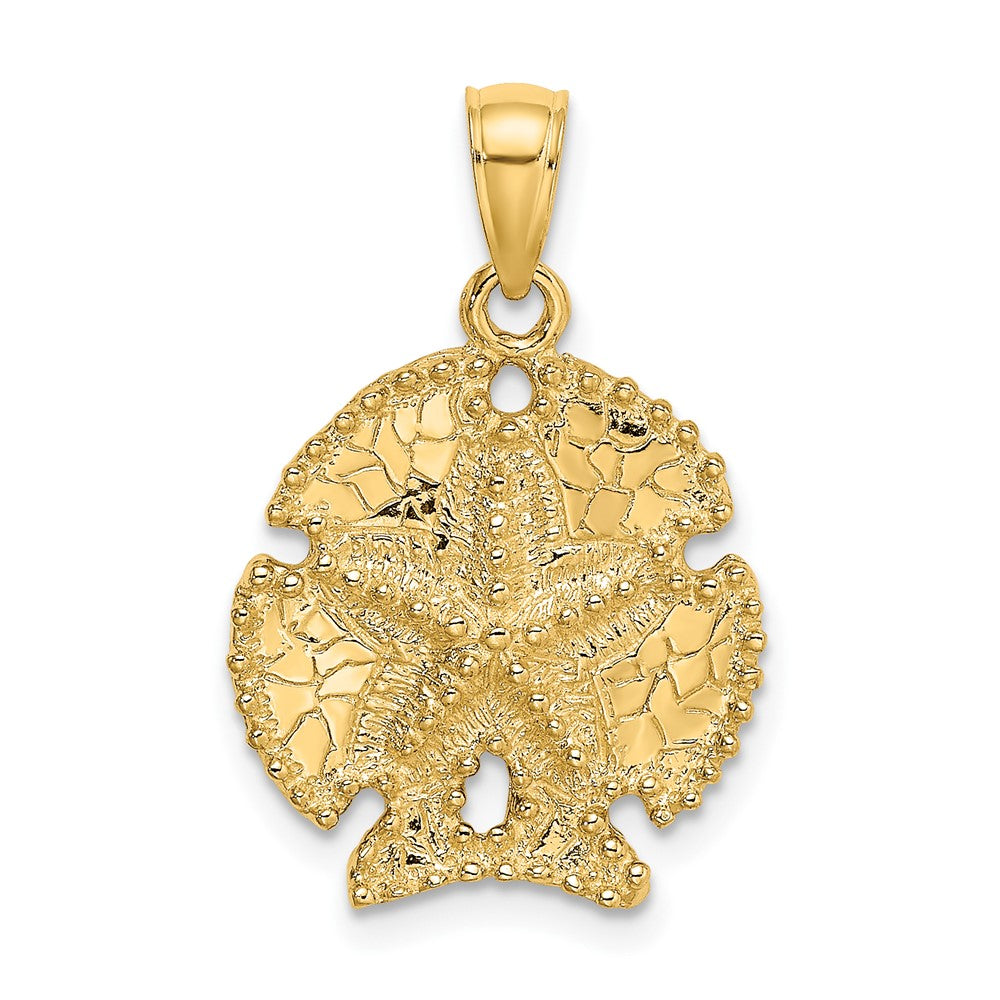 10K Yellow Gold 10K 2-D Sand Dollar W/ Star Charm