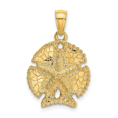 10K Yellow Gold 10K 2-D Sand Dollar W/ Star Charm