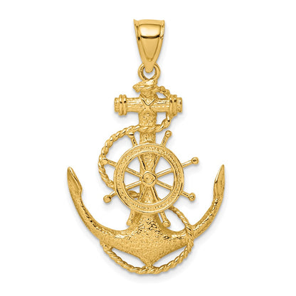 10K Yellow Gold 10K 2-D Anchor And Wheel Charm
