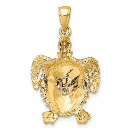 10K Yellow Gold 10K 2-D Sea Turtle W/ Spiny Shell Charm