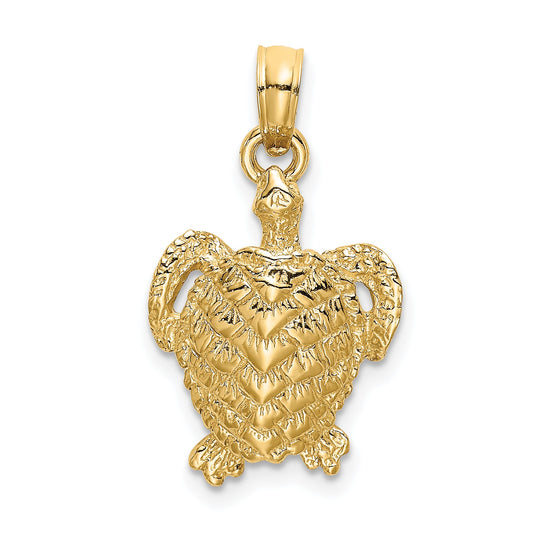 10K Yellow Gold 10K Textured Sea Turtle Charm