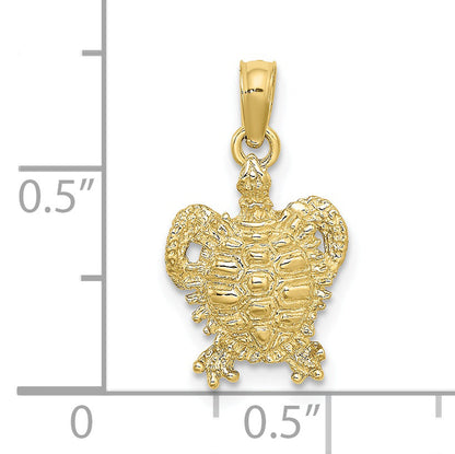 10K Yellow Gold 10K 2-D Sea Turtle W/ Spiny Shell Charm