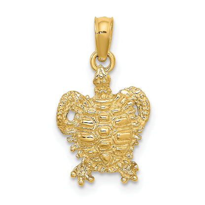 10K Yellow Gold 10K 2-D Sea Turtle W/ Spiny Shell Charm