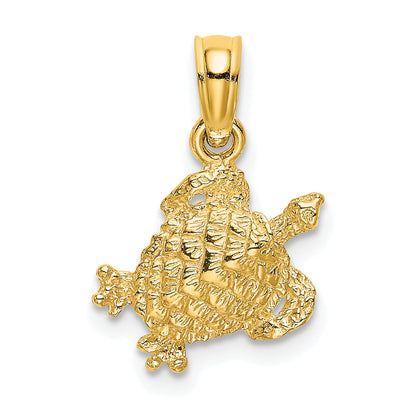 10K Yellow Gold 10K Textured Sea Turtle Charm