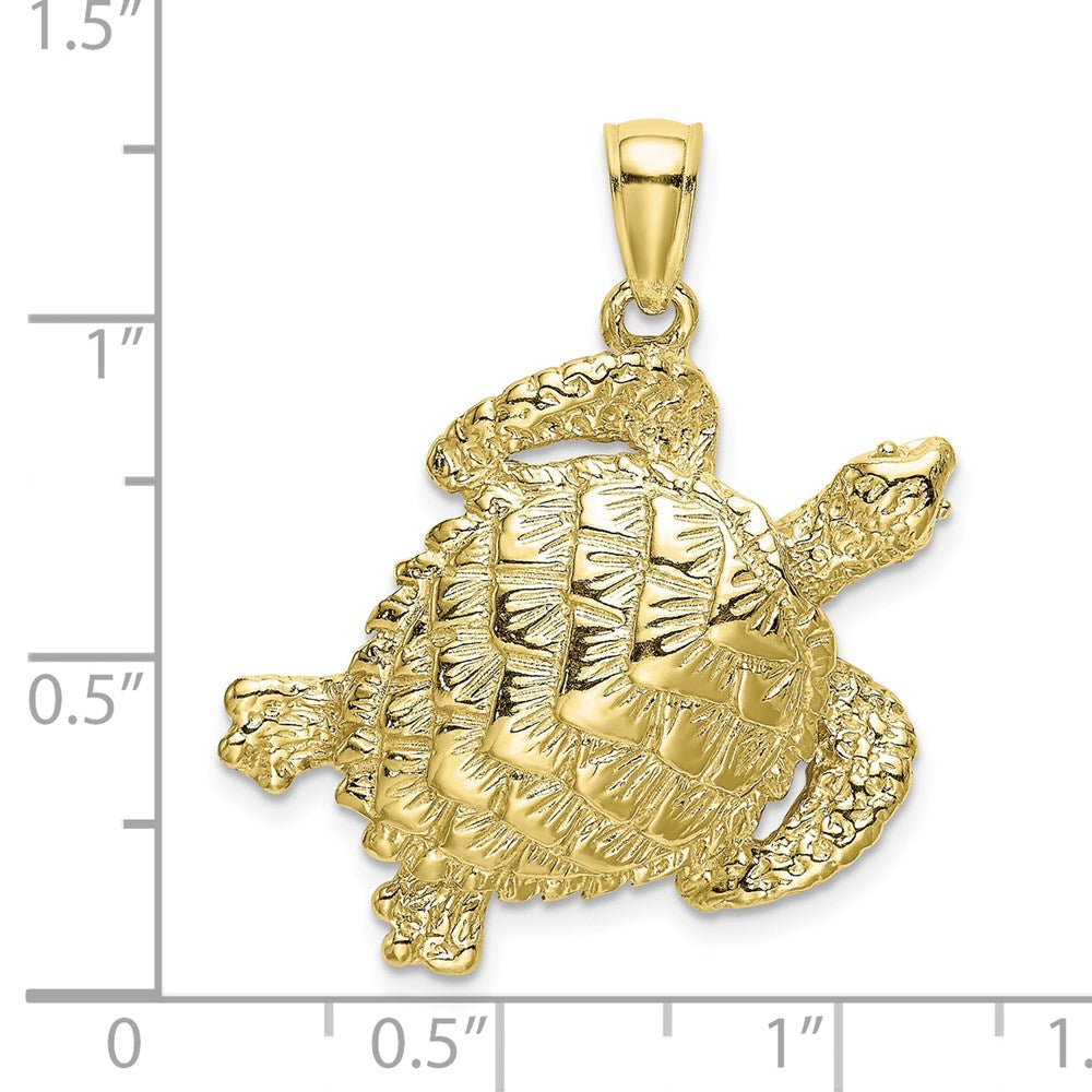 10K Yellow Gold 10K Textured Sea Turtle Charm