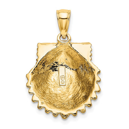 10K Yellow Gold 10K 2-D Beaded Scallop Shell Charm