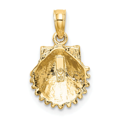 10K Yellow Gold 10K 2-D Beaded Scallop Shell Charm