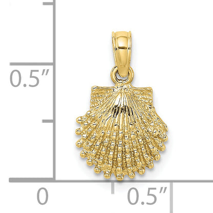 10K Yellow Gold 10K 2-D Beaded Scallop Shell Charm