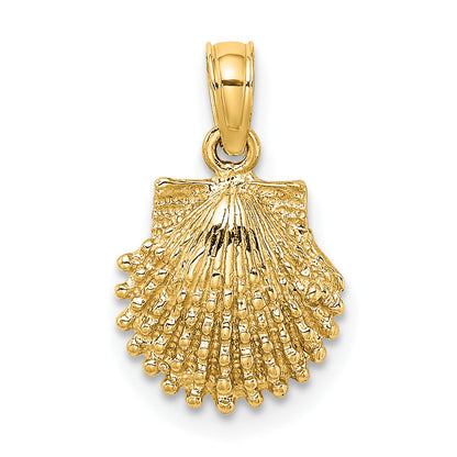 10K Yellow Gold 10K 2-D Beaded Scallop Shell Charm