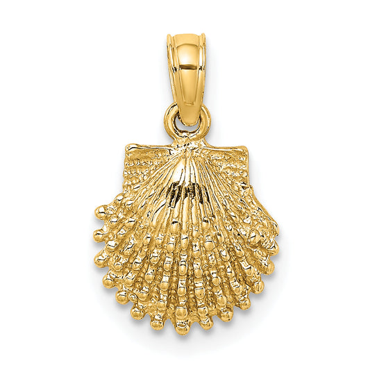 10K Yellow Gold 10K 2-D Beaded Scallop Shell Charm
