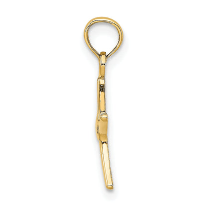 10K Yellow Gold Polished Mini Dancing Starfish W/ Bail Charm
