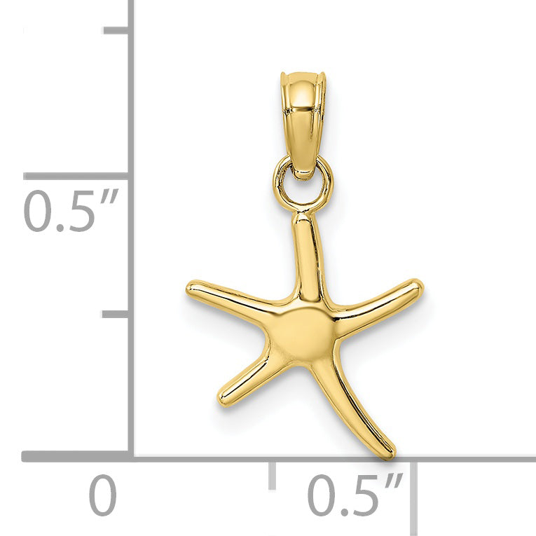 10K Yellow Gold Polished Mini Dancing Starfish W/ Bail Charm