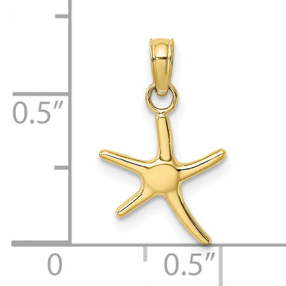10K Yellow Gold Polished Mini Dancing Starfish W/ Bail Charm